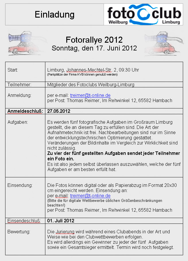 Ausschreibung Rallye 2012