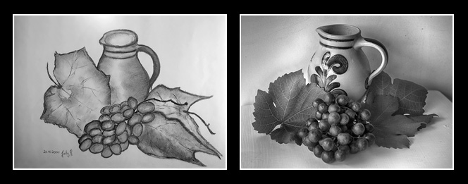Trauben, Wein, Blätter - I. Abel